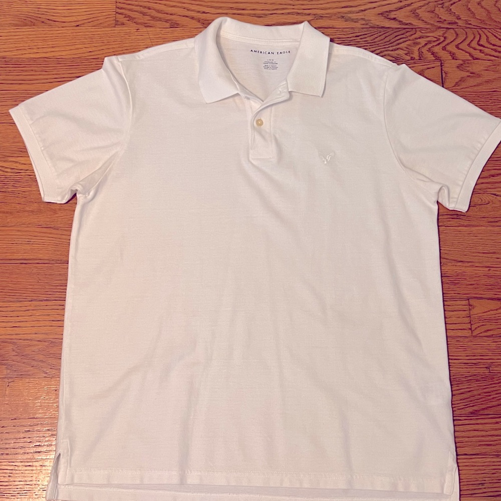 American Eagle - White Polo Shirt - Size L